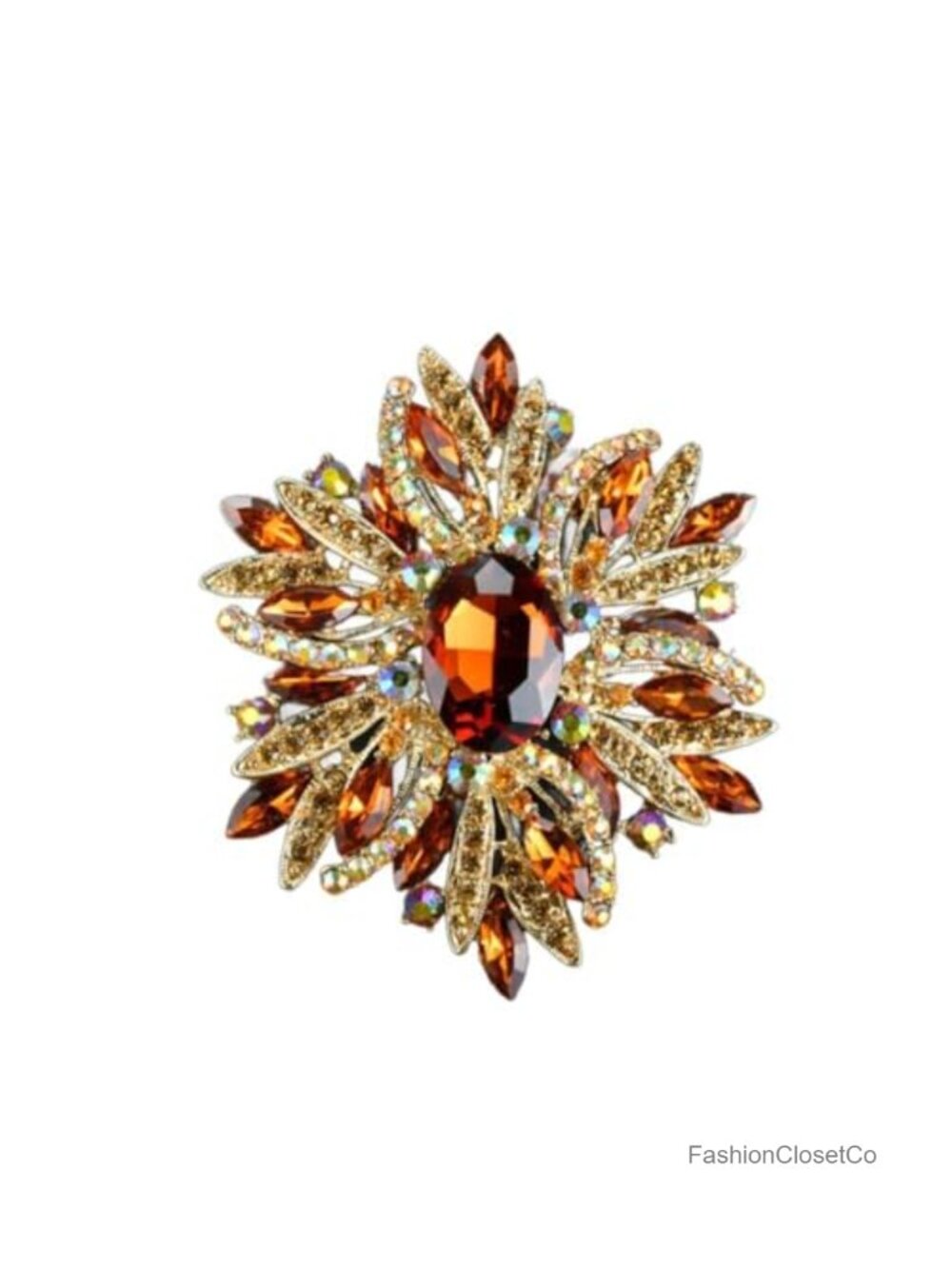 Rhinestone Crystal Flower Brooch Vintage Floral Statement Pin Wedding Party